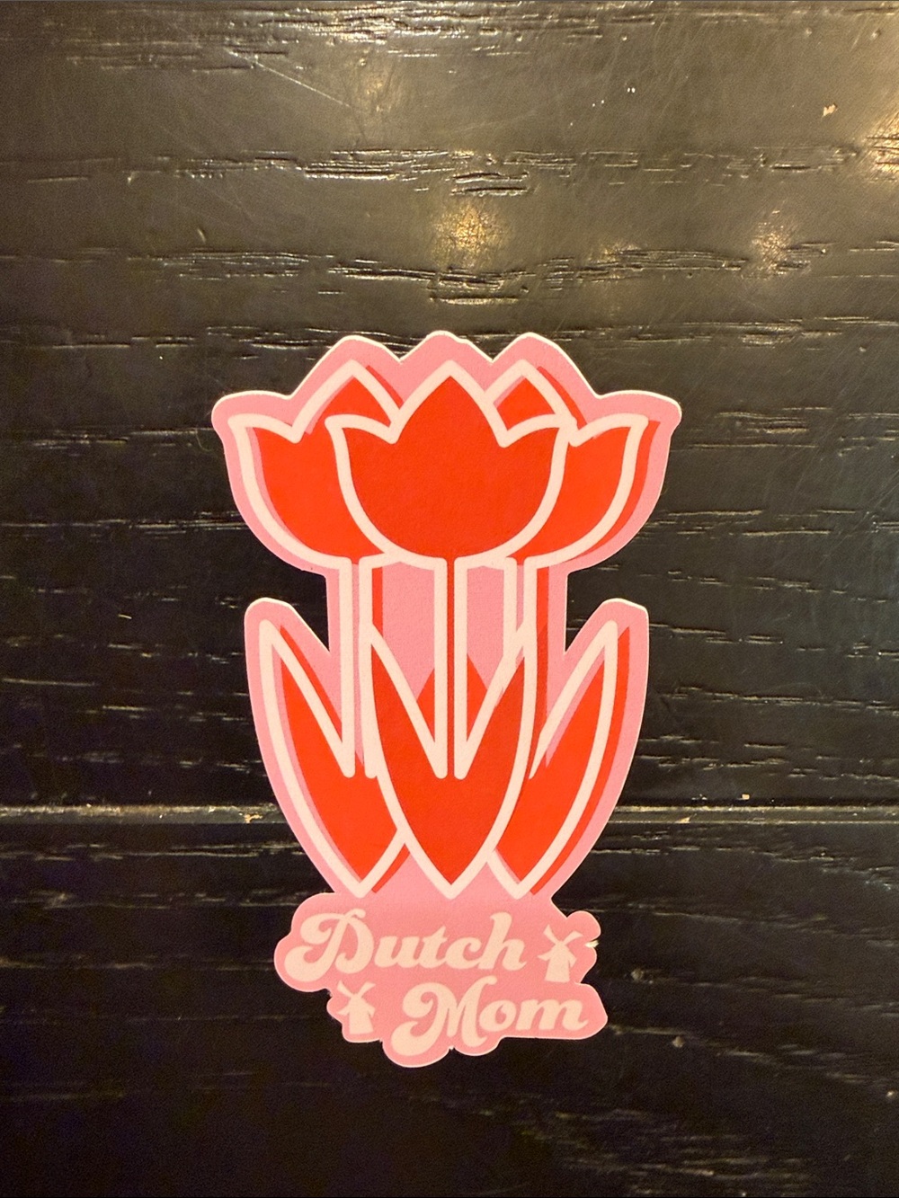 Dutch Bros Pink and Red Tulip Dutch Mom Sticker